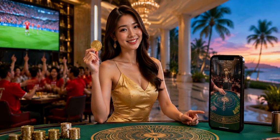 Người chơi baccarat tại Hà Nội trong không gian live casino hiện đại về đêm